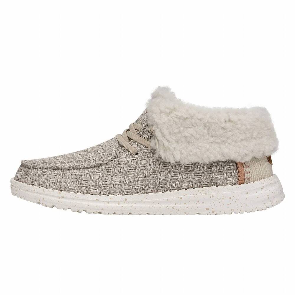 NEW HEY DUDE kid's wendy fold stitch cozy loafers in tan